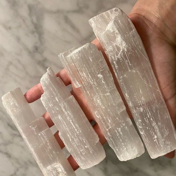 Crystal Room Protection Raw Selenite Logs (sm) - Picture 2 of 3